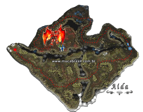 Mapa de Aida e a trilha até o Hell Maine