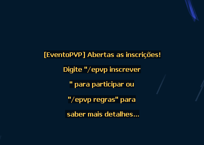 Inscrições abertas para o Evento PvP