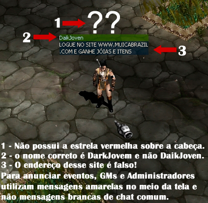 Exemplo de falso GM anunciando um site