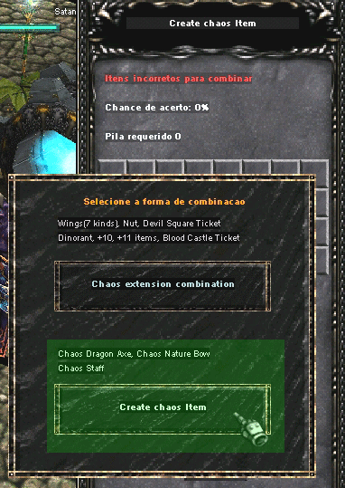Opção de criação de Chaos Item