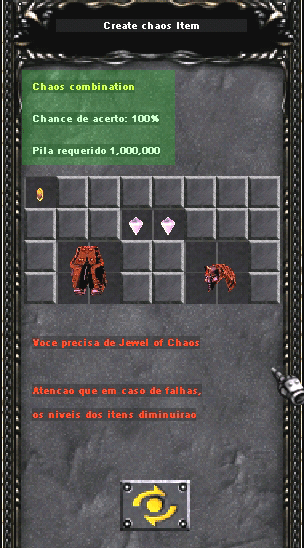 Exemplo de item e joias na combinação