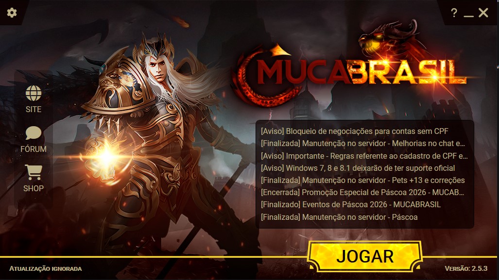 Tela inicial do Launcher