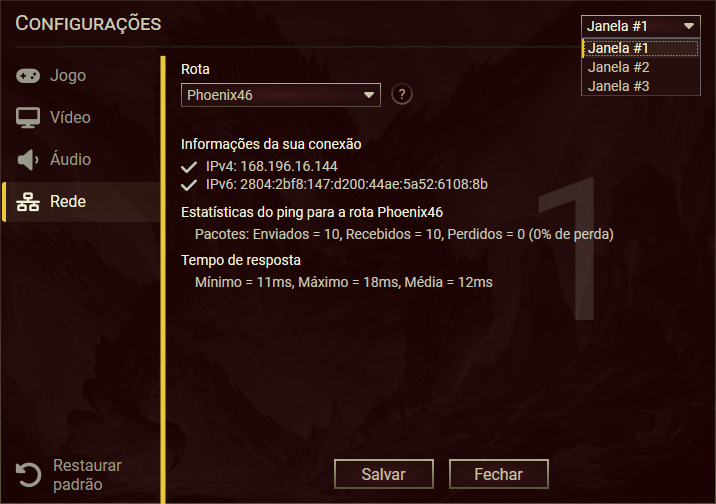 Configuração de janelas no Launcher