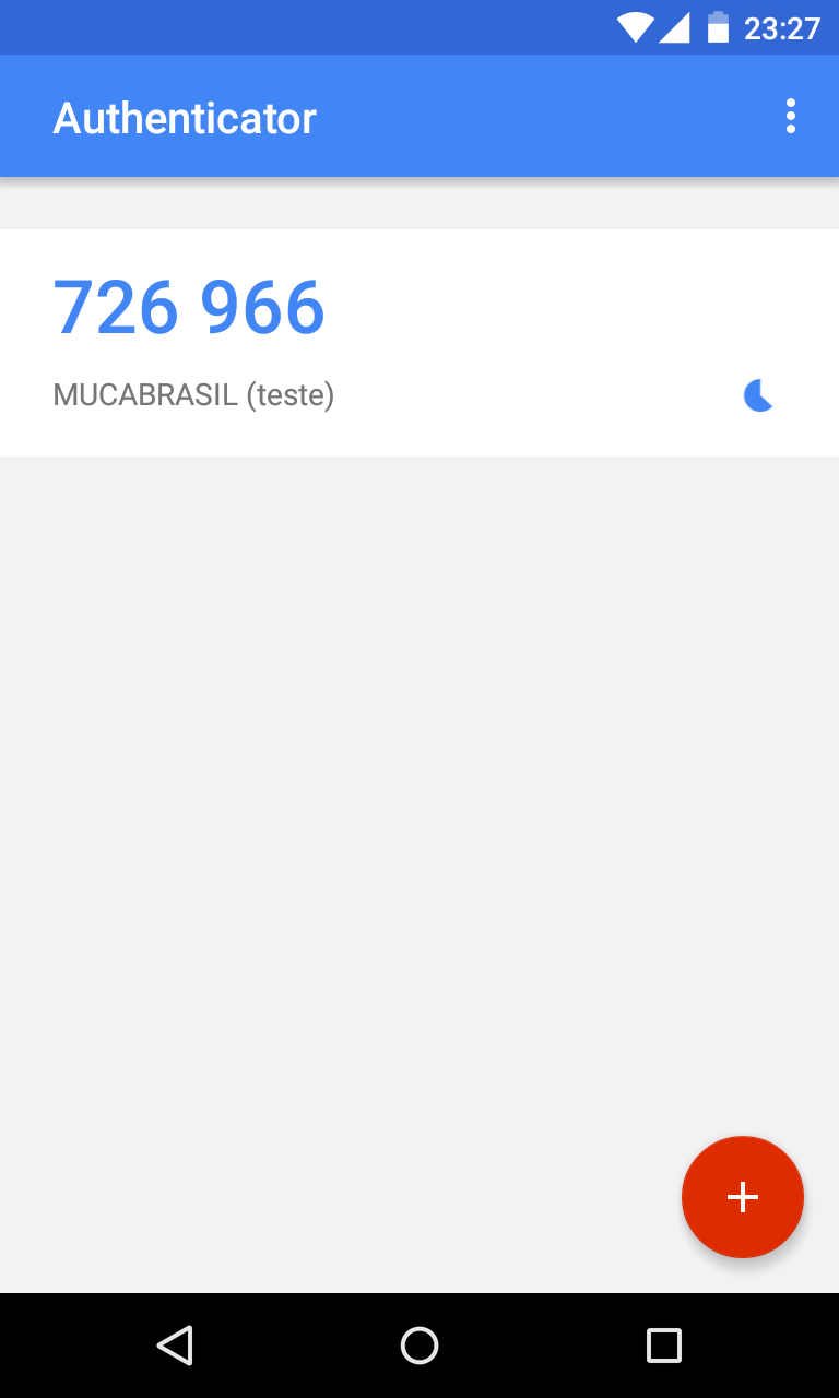 Token exibido no Google Authenticator