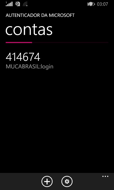 Token exibido no Microsoft Authenticator