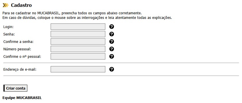 Preenchimento dos dados da conta